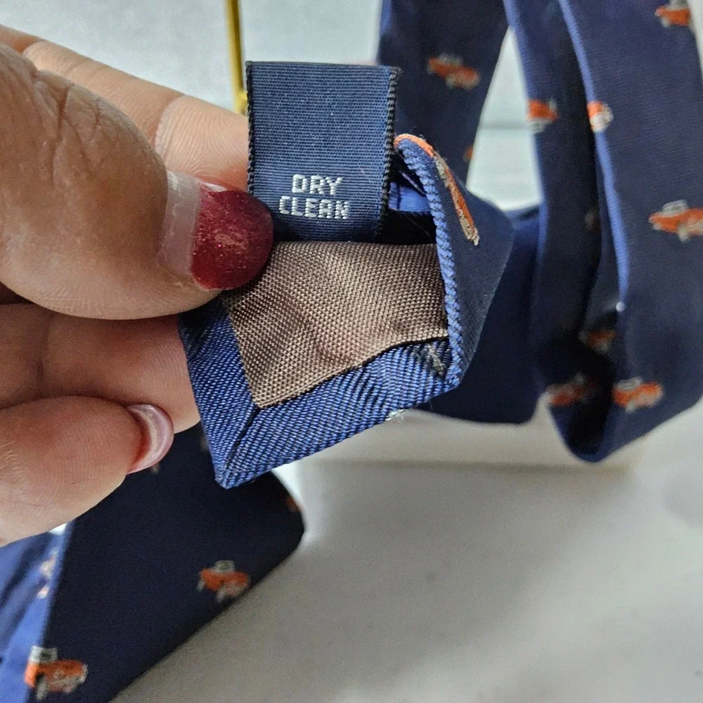 J Crew Men's Necktie Navy Blue Red Car Novelty Print Silk J.Crew J,‎ Crew